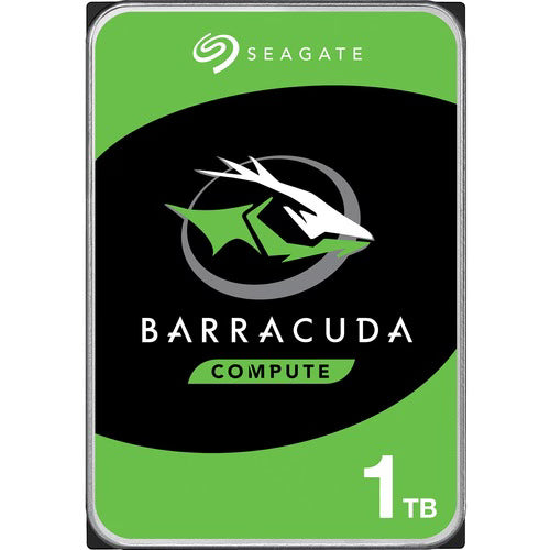 Seagate 1TB Barracuda desktop hard drive front label with green artwork and 1TB mark