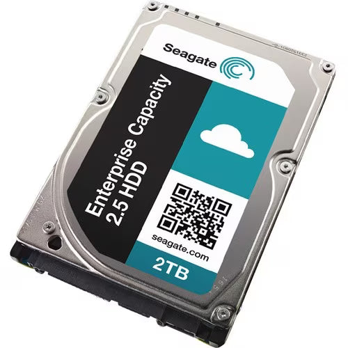 Seagate 2TB 2.5-inch enterprise hard drive, metal casing with top label