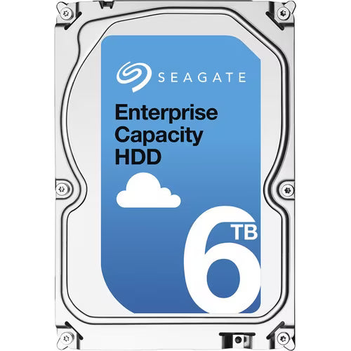 3.5-inch enterprise HDD close-up with blue 6TB label and Seagate logo