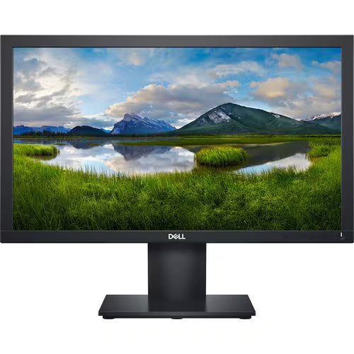 Dell 20-inch LCD monitor with landscape image and black pedestal base