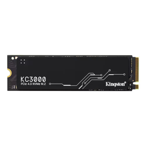Kingston KC3000 M.2 2280 NVMe SSD module with gold edge contacts, black PCB