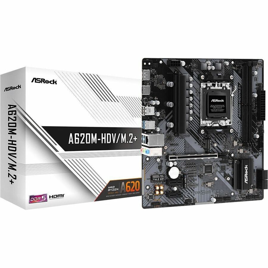 ASRock A620M-HDV/M.2+ Gaming Desktop Motherboard - AMD A620 Chipset - Socket AM5 - Micro ATX