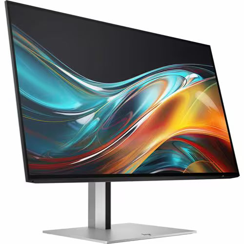 HP Series 7 Pro 23.8-inch FHD monitor angled view with black bezel and silver base
