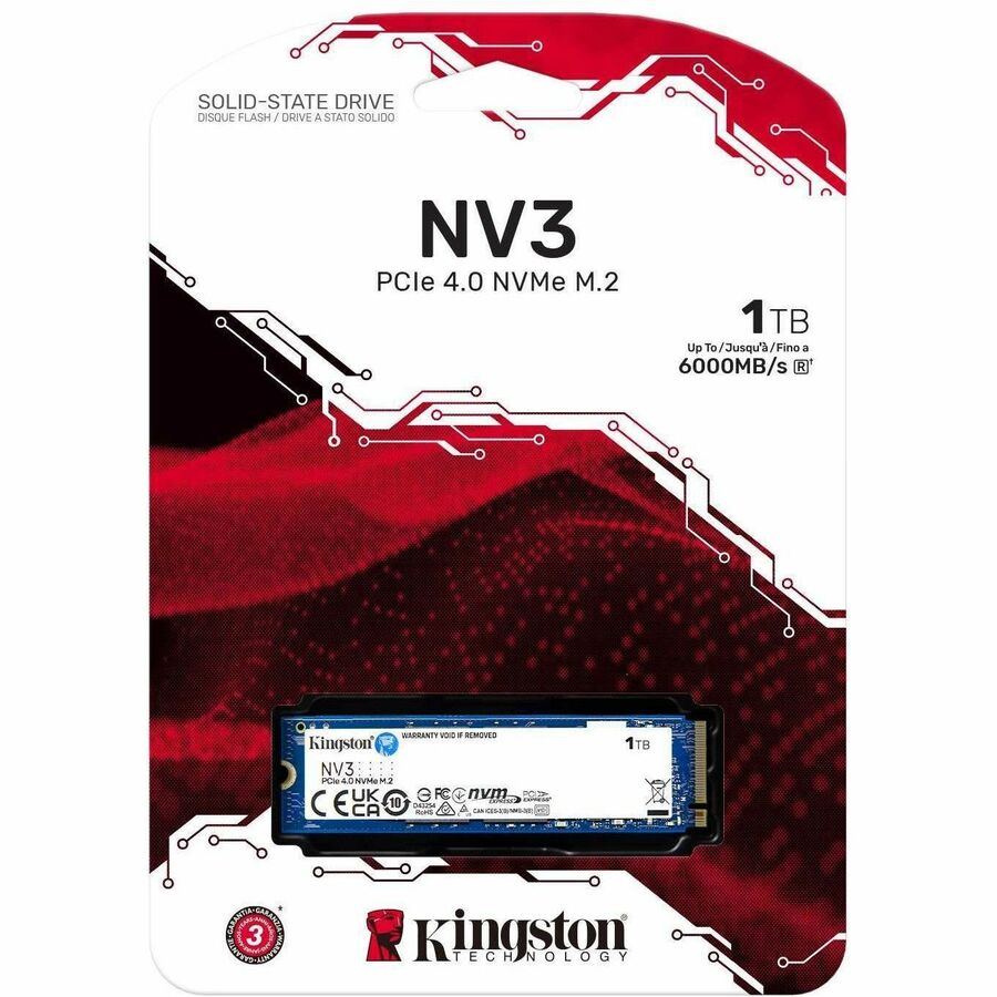Kingston NV3 1 TB Solid State Drive - M.2 2280 Internal - PCI Express NVMe 4.0 x4