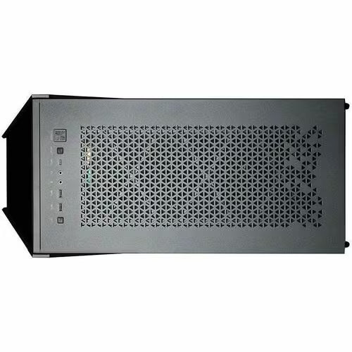 Gaming desktop PC side panel with patterned vent grille