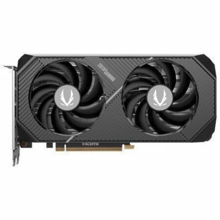 ZOTAC GeForce RTX 5070 graphics card with dual fans and HDMI port on bracket