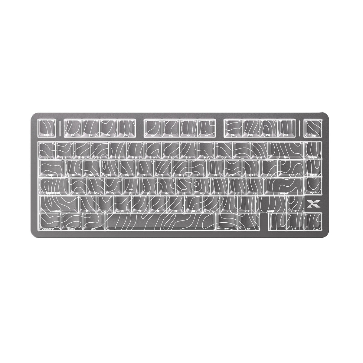 Wireless RGB mechanical keyboard with white topographic keycaps, low-profile layout