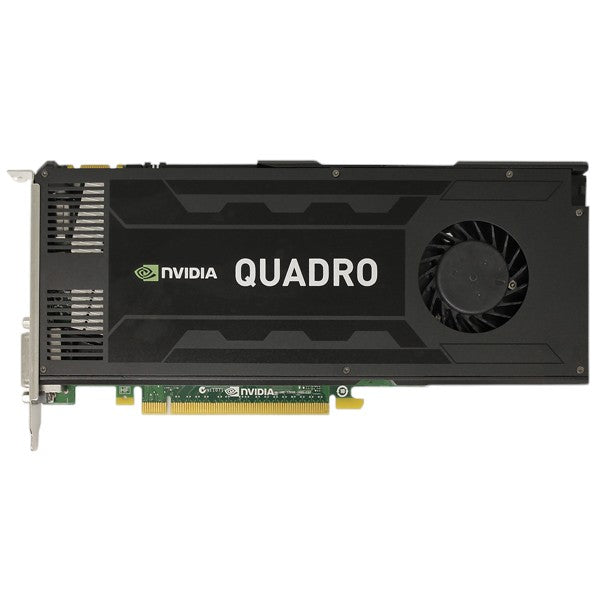 Black NVIDIA Quadro K4000 graphics card with single fan and metal bracket