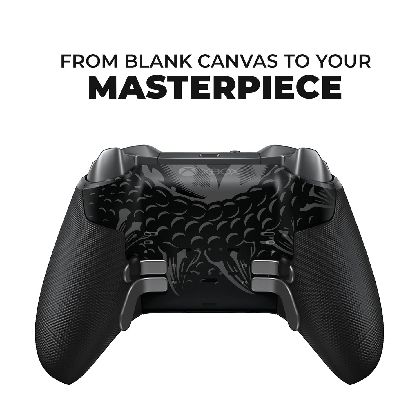 Xbox Elite Series 2 controller back shell with textured grips, plain dark finish