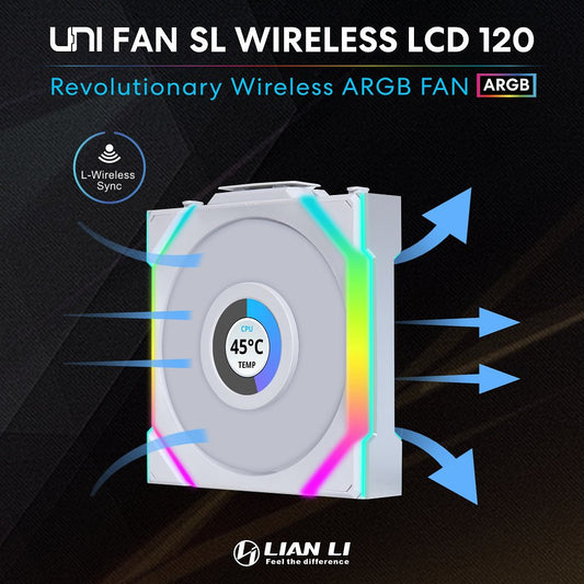 Lian Li UNI Fan SL-LCD Wireless 120-Triple Pack (White)