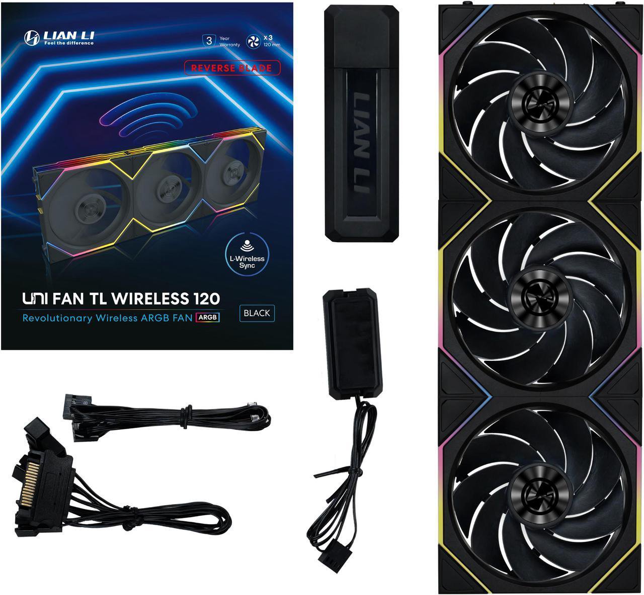 Lian Li UNI Fan TL 120 Wireless - Triple Pack (Reverse Blade)