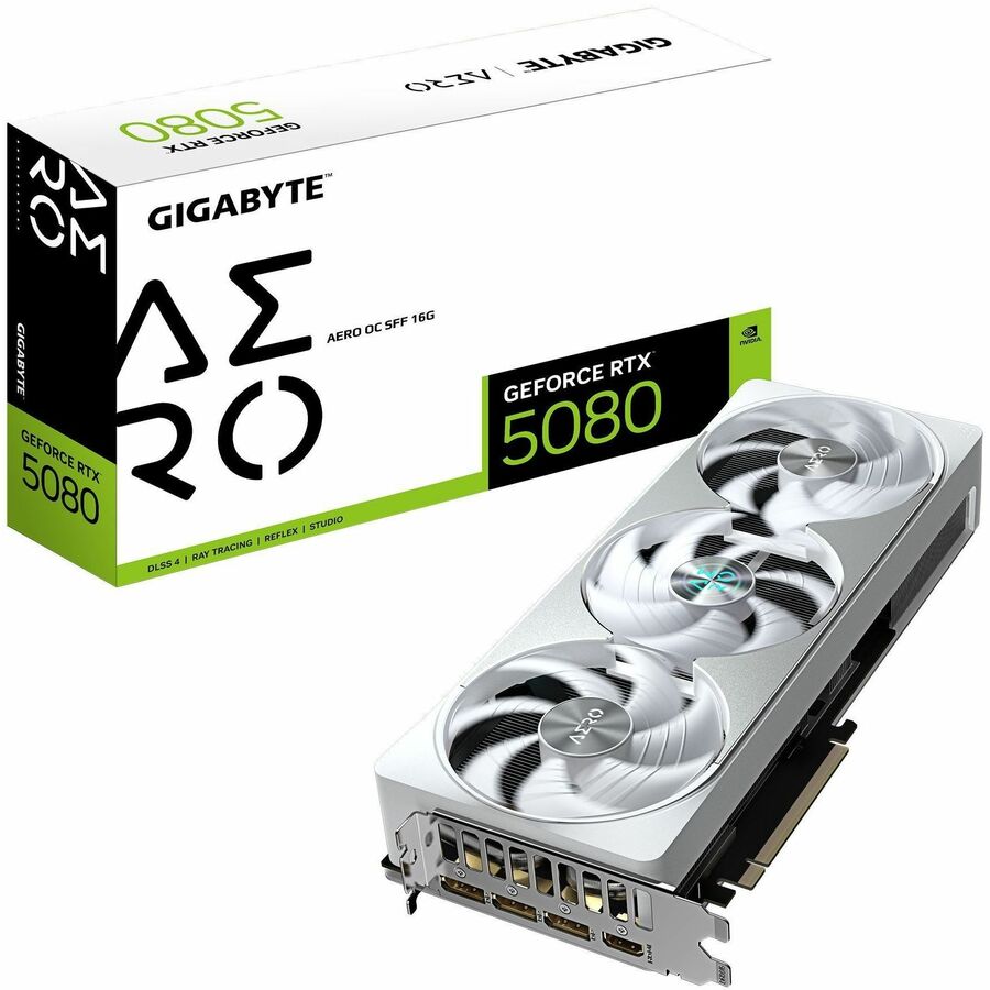 GIGABYTE GeForce RTX 5080 graphics card box with card shown