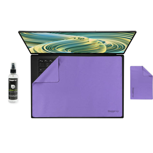 Laptop keyboard cover cleaner kit, purple microfiber cover and cleaning spray bottle