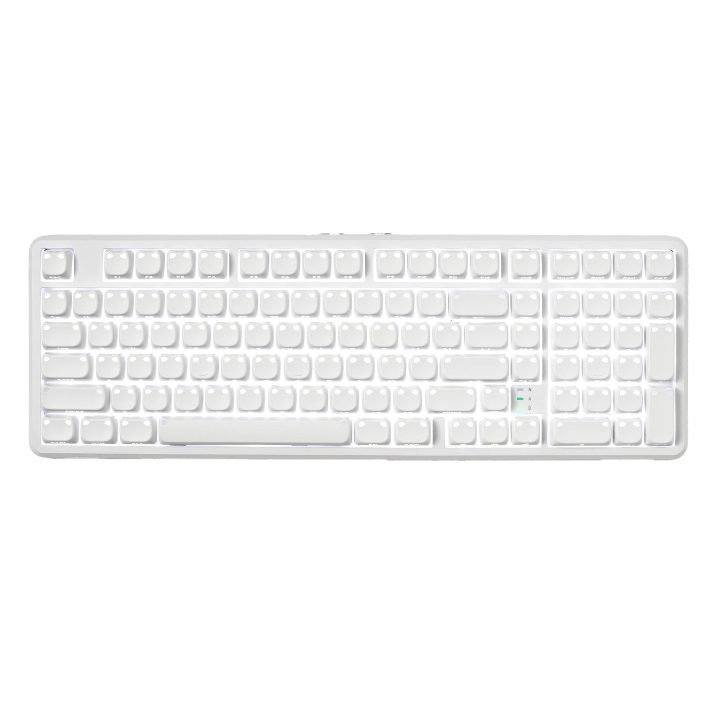 White wireless RGB 96% mechanical keyboard with uniform bright backlight