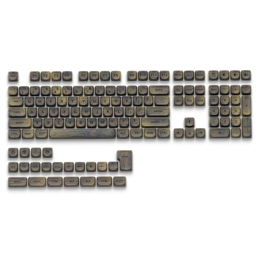 MOA profile keyboard keycap set in wood-grain style with function and modifier legends