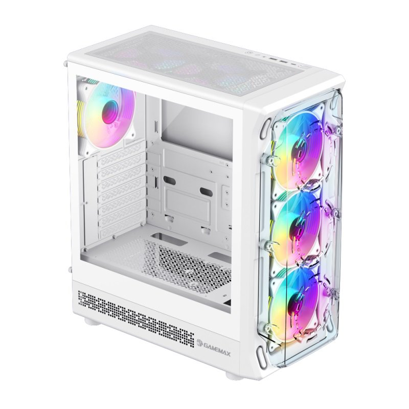 GameMax Starlight 2 AW ATX Mid Tower White PC Case - Tempered Glass