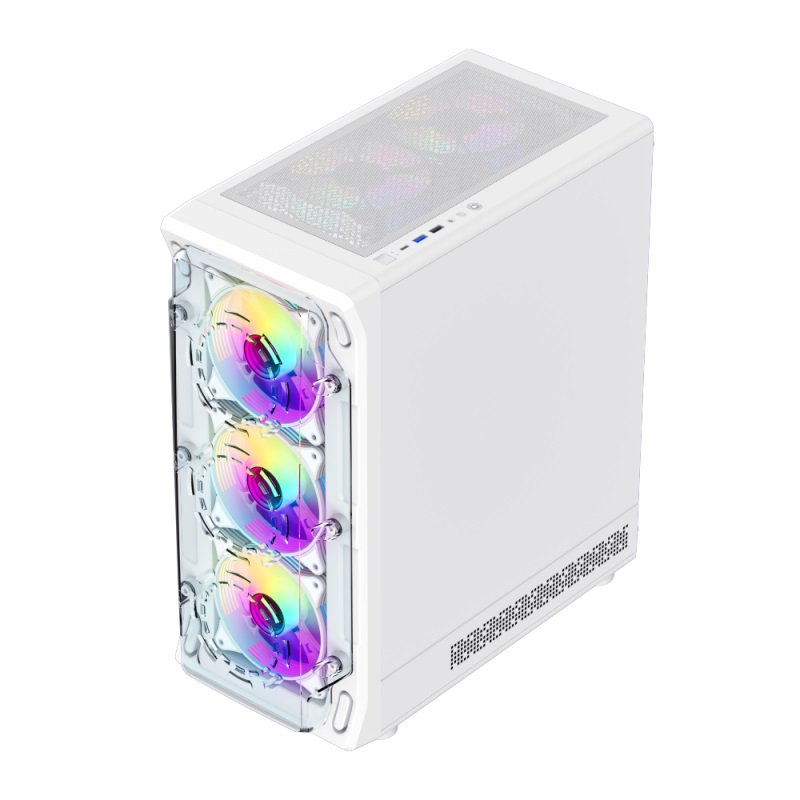 GameMax Starlight 2 AW ATX Mid Tower White PC Case - Tempered Glass