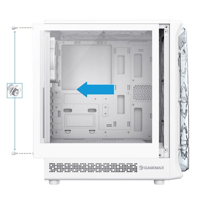 GameMax Starlight 2 AW ATX Mid Tower White PC Case - Tempered Glass