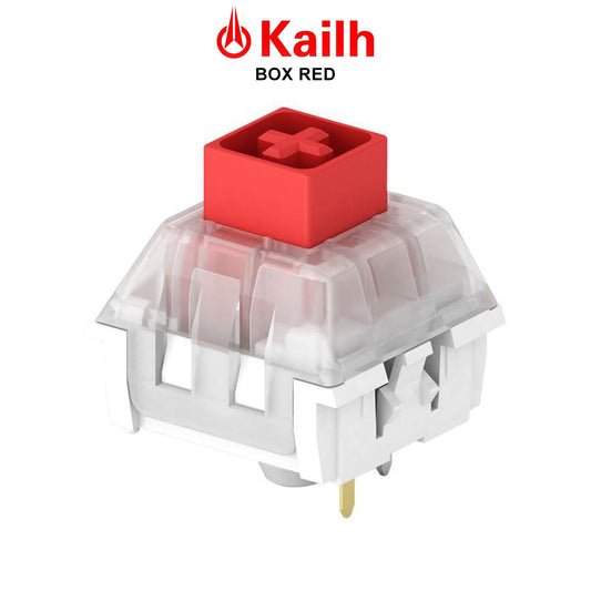 Kailh box switch with red housing, clear stem and transparent sides