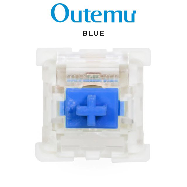Mechanical keyboard switch with blue stem and clear housing