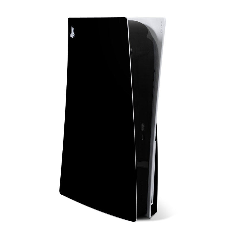 PlayStation PS5 console skin, solid black with silver edge trim