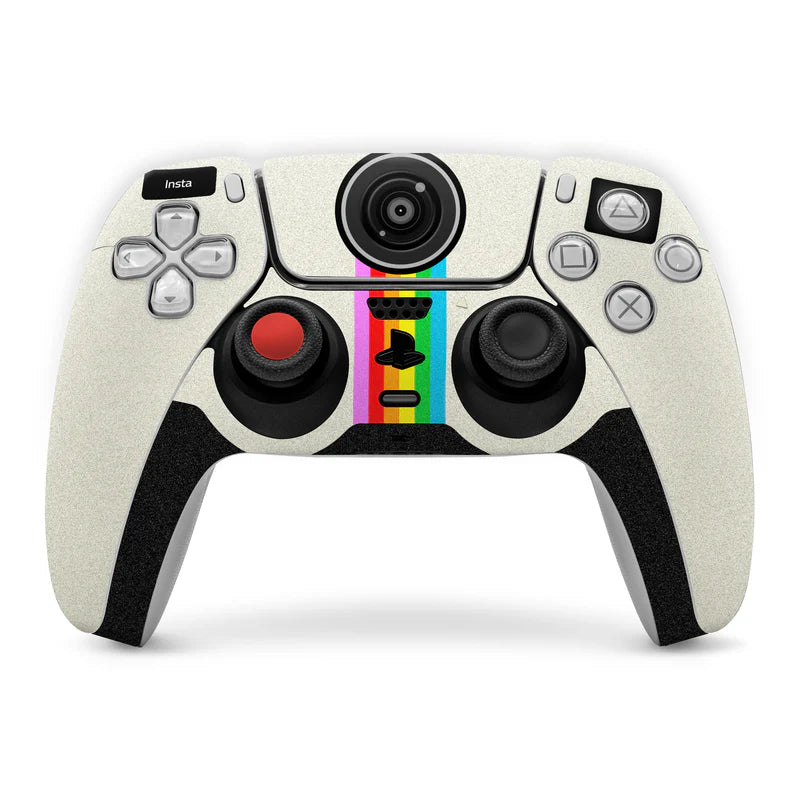 PlayStation 5 controller skin with camera cutout and colorful center graphic