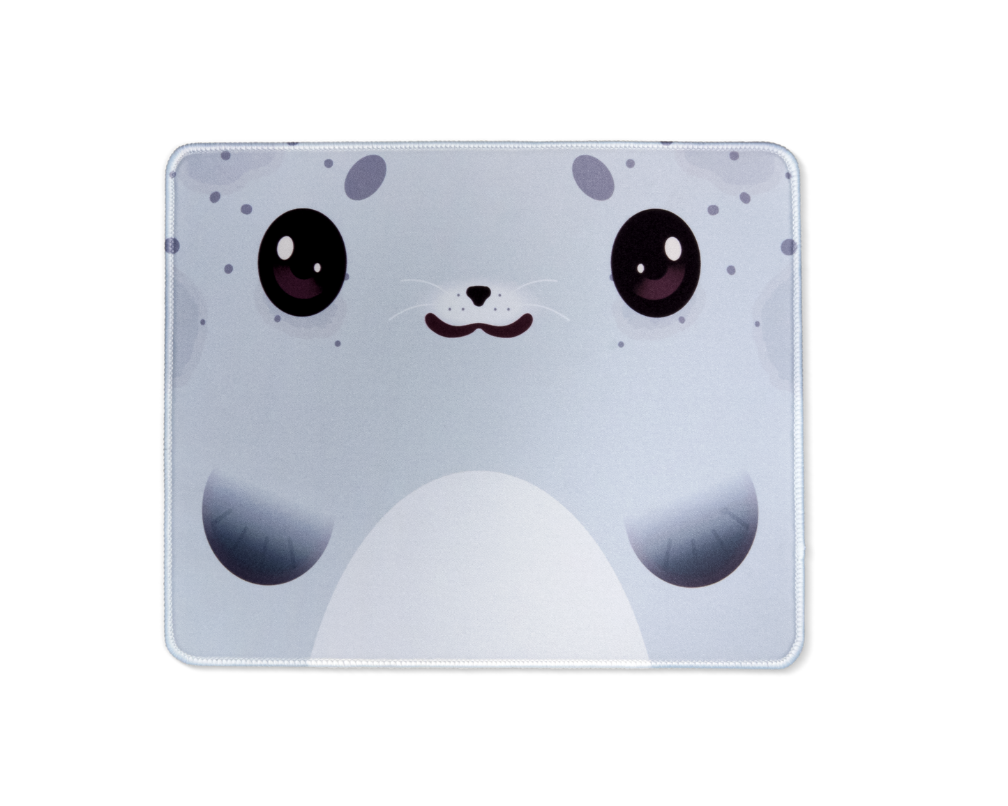 Seal desk mat with cute seal face illustration, light blue background
