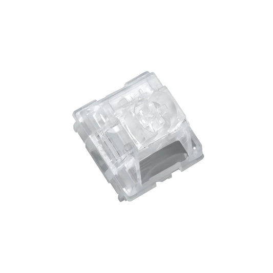 Translucent clear switch with visible internal stem and side clips