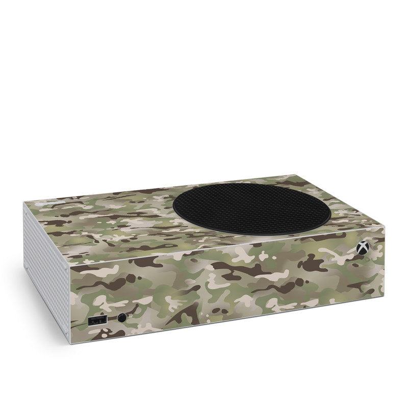 Camouflage skin for Microsoft Xbox Series S with circular top cutout