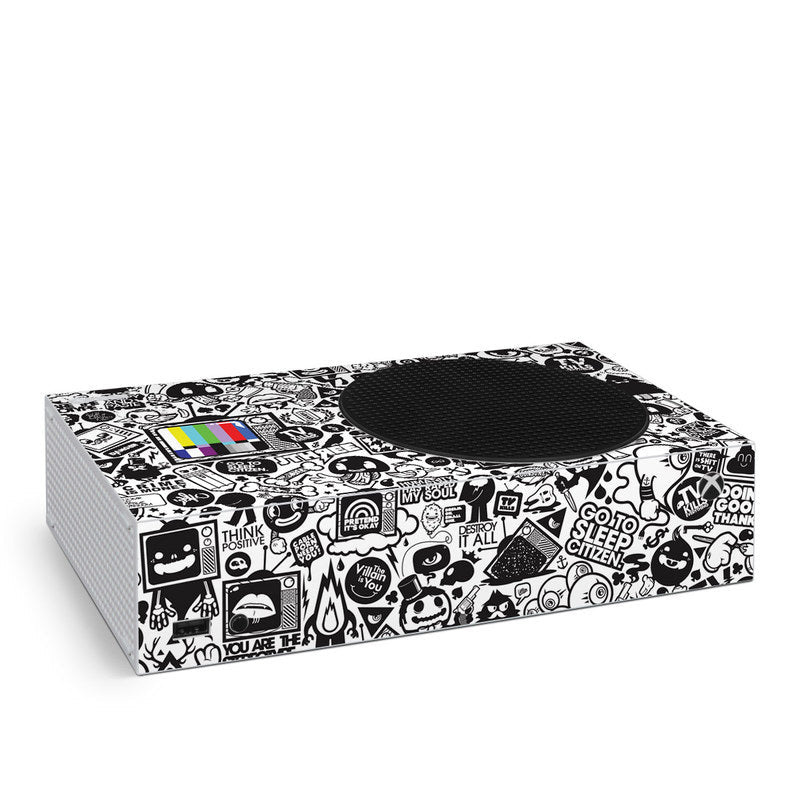 Xbox Series S skin, black-and-white pattern with circular cutout