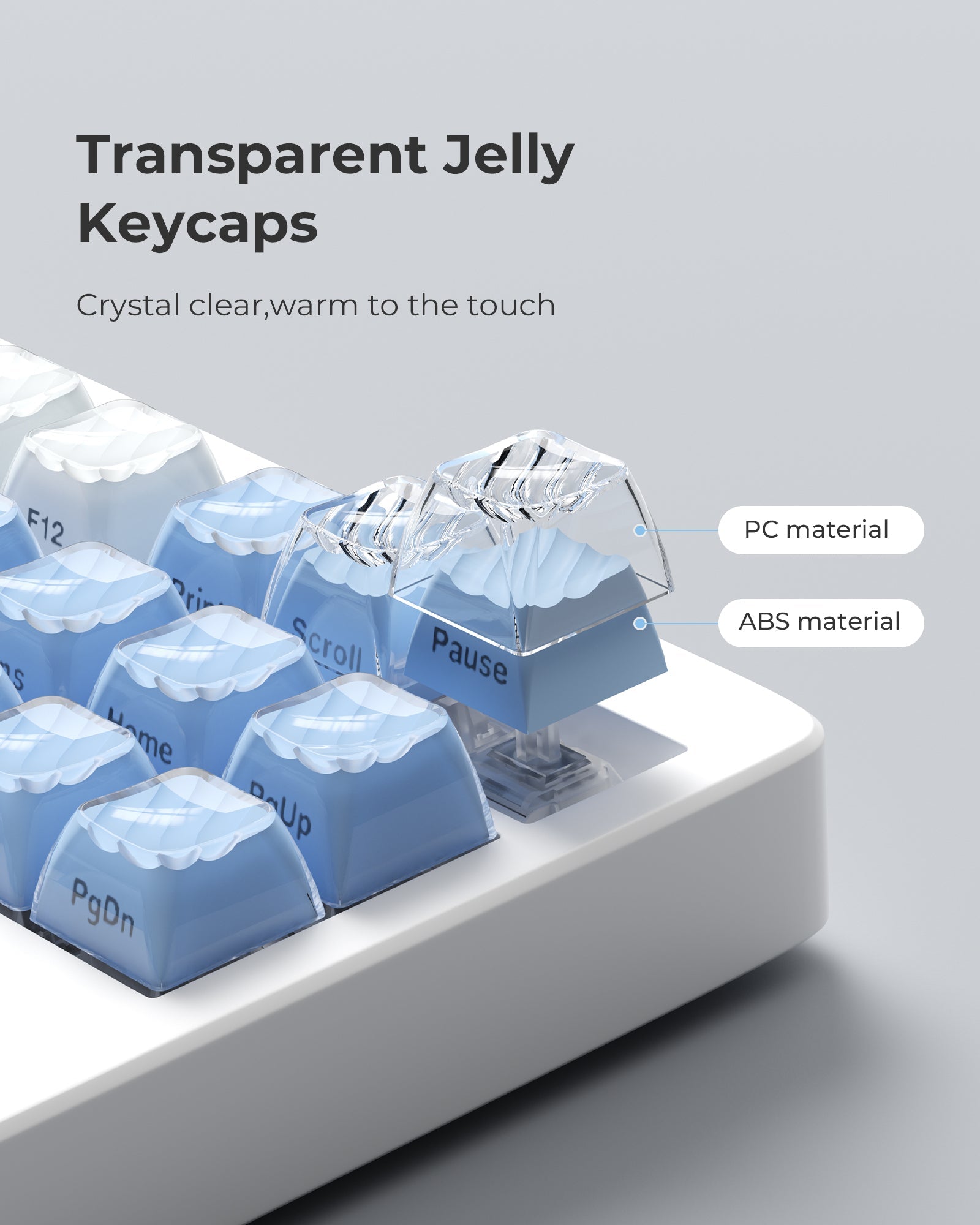 Blue transparent jelly keycaps keyboard keycap set with PC/ABS material label
