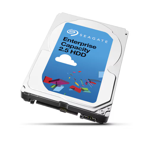 Seagate 2.5-inch Enterprise Capacity HDD with front connectors, silver metal enclosure