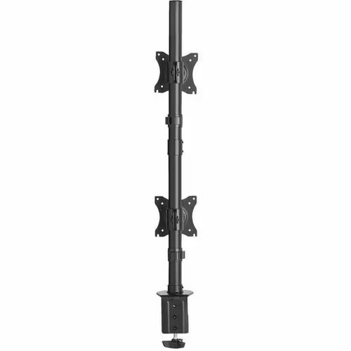 Dual Vertical Flat-Screen Desk Mount Monitor Stand - Clamp Swivel - Tilt 15" to 27"
