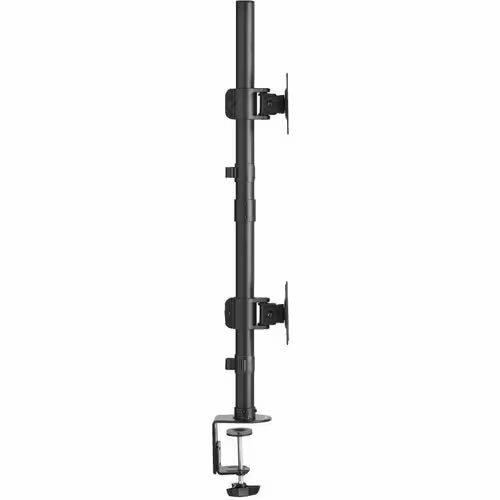Dual Vertical Flat-Screen Desk Mount Monitor Stand - Clamp Swivel - Tilt 15" to 27"