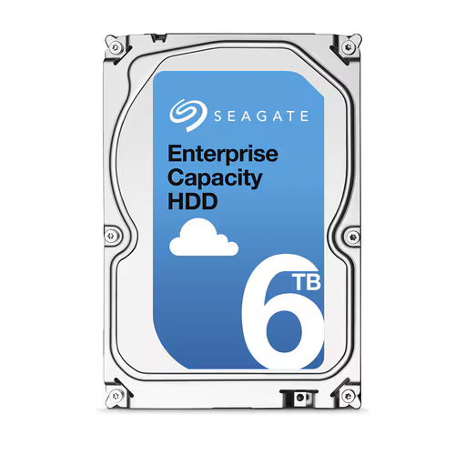 3.5-inch enterprise HDD with blue 6TB label on silver metal drive