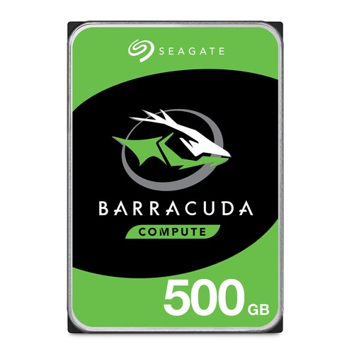 Seagate BarraCuda Compute 500GB 3.5-inch hard drive, green and black front label
