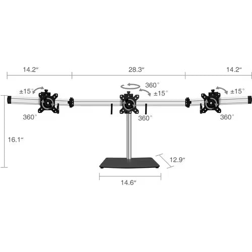 SIIG Premium Aluminum Triple Monitor Stand - 13" to 27"