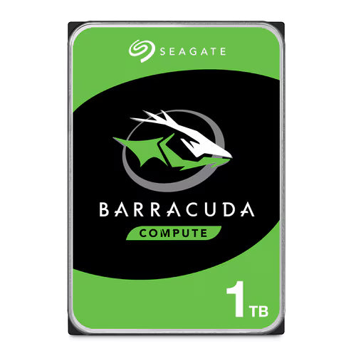 Seagate Barracuda 1TB 3.5-in desktop hard drive front view with green label