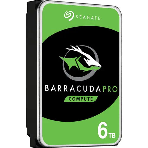 Seagate BarraCuda Pro 6TB desktop hard drive, green/black front label