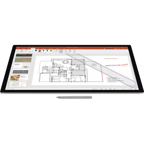 Platinum-gray stylus pen resting over a tablet screen