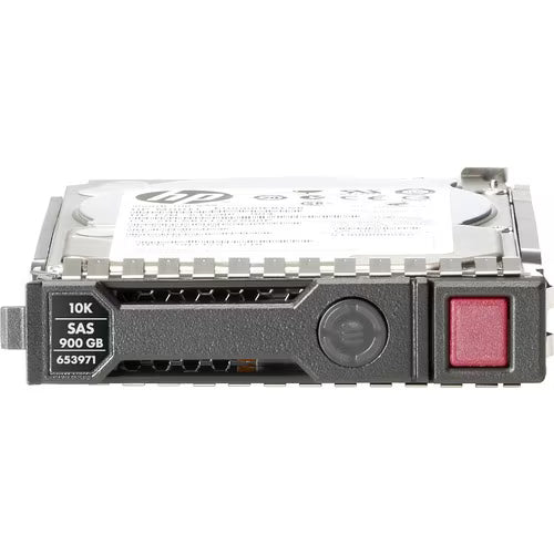 2.5-inch server hard drive with black faceplate, SAS label, red latch button