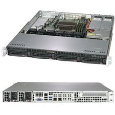 Supermicro SuperServer 5019C-MR open chassis with installed circuit boards and cards