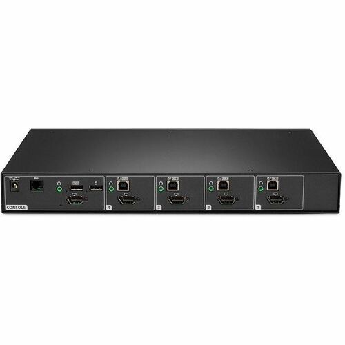 Black CYBEX secure KVM switch rear panel with display and console port sockets