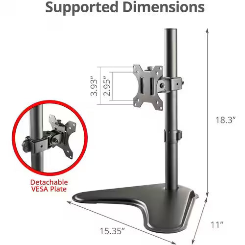 SIIG Height Adjustable Single Monitor Freestanding Desk Stand for 13" to 32"