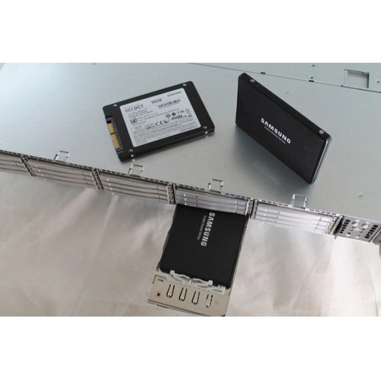 Samsung Solid State Drive SSDs on a server-style circuit board and tray