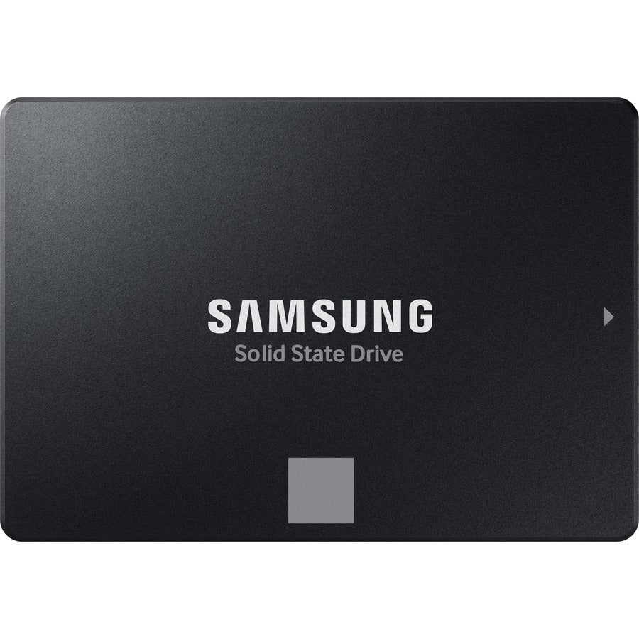 Black Samsung Solid State Drive 2.5-inch SATA SSD front face with logo