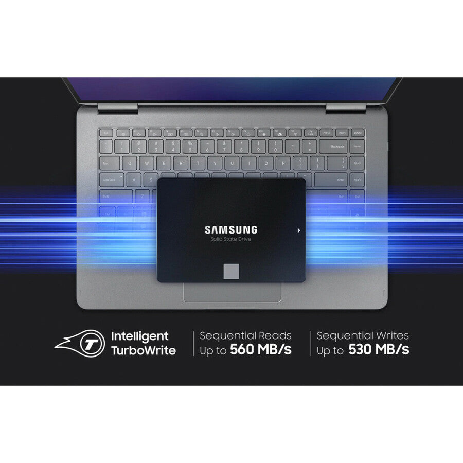 Samsung SSD installed inside a laptop under the keyboard