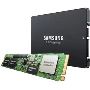 Samsung datacenter NVMe SSD with green controller PCB and U.2 connector