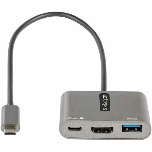 StarTech USB-C to HDMI & USB multiport adapter, front ports including HDMI and USB