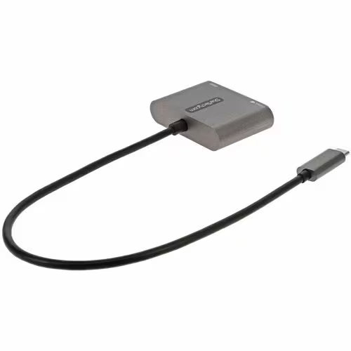 StarTech USB-C multiport adapter with dual-cable connectors, gray